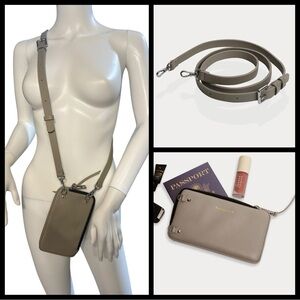 Bandolier expandable pouch and Hailey strap greige silver Crossbody Bag